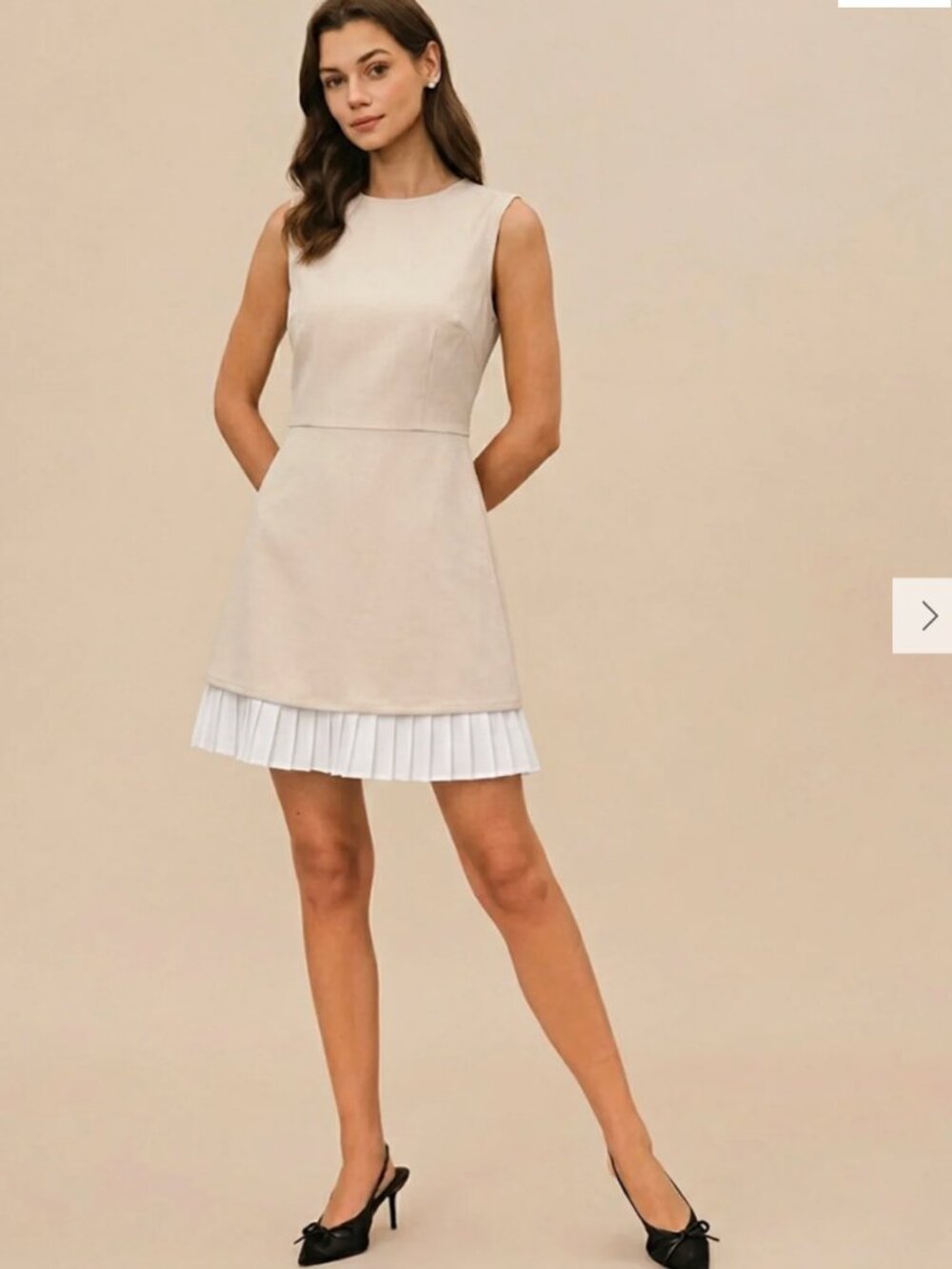 brand new Women's Apricot Splicing Pleated Mini Dress